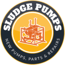 A logo of sludge pumps, new pumps and parts.